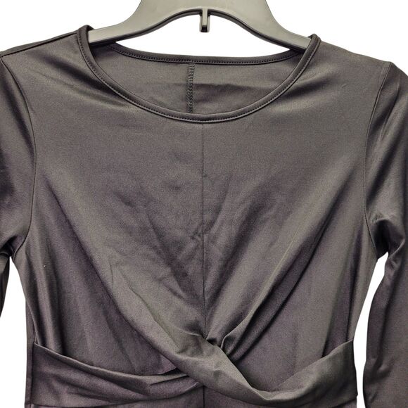 Women's Elegant Office Long Sleeve Midi Solid Black Dress Size Medium - Picture 4 of 10